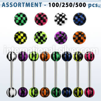 blk321 straight barbells surgical steel 316l with acrylic parts tongue