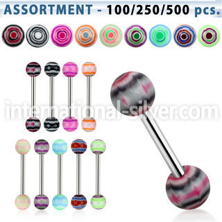 blk322 straight barbells surgical steel 316l with acrylic parts tongue