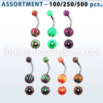 blk330 belly rings surgical steel 316l with acrylic parts belly button