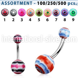 blk331 belly rings surgical steel 316l with acrylic parts belly button