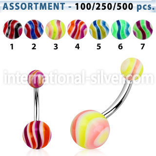 blk334 belly rings surgical steel 316l with acrylic parts belly button