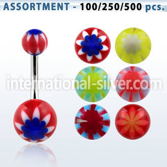 blk335 belly rings surgical steel 316l with acrylic parts belly button