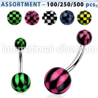 blk336 belly rings surgical steel 316l with acrylic parts belly button