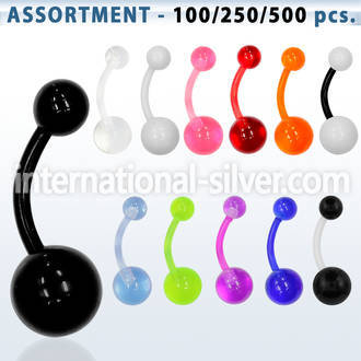 blk339 belly rings surgical steel 316l with acrylic parts belly button