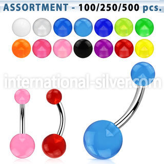 blk343 belly rings surgical steel 316l with acrylic parts belly button