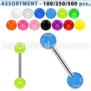 blk344 straight barbells surgical steel 316l with acrylic parts tongue