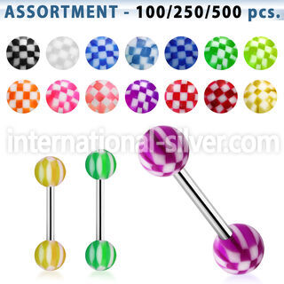 blk365 straight barbells surgical steel 316l with acrylic parts tongue