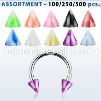 blk384 horseshoes surgical steel 316l with acrylic parts belly button