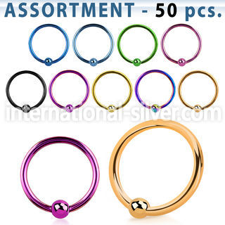 blk385 hoops captive rings anodized surgical steel 316l nose
