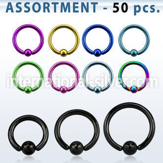 blk403 hoops captive rings anodized surgical steel 316l eyebrow