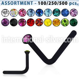 blk423 l shape nose studs acrylic body jewelry nose