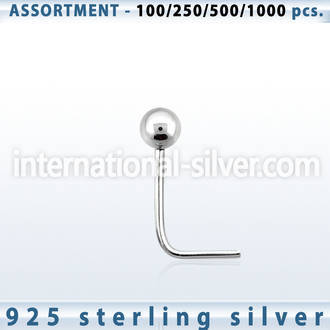 blk459 l shape nose studs silver 925 nose