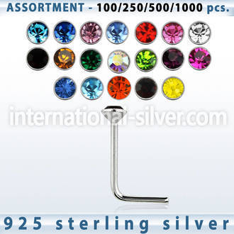 blk464 l shape nose studs silver 925 nose