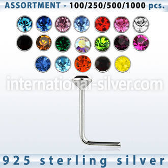 blk465 l shape nose studs silver 925 nose