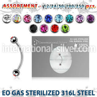 blk486 eo gas sterilized piercing surgical steel eyebrow banana 3mm