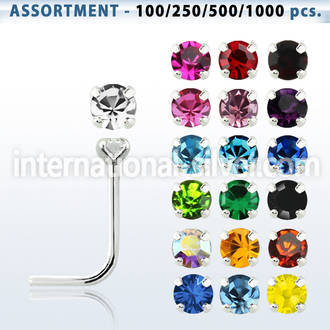 blk498 l shape nose studs silver 925 nose