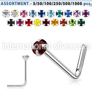 blk501 l shape nose studs silver 925 nose
