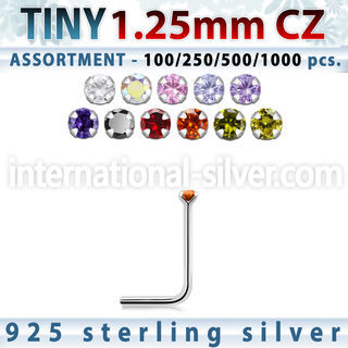 blk520 l shape nose studs silver 925 nose