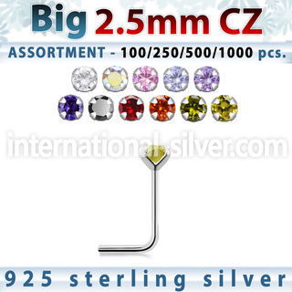 blk523 l shape nose studs silver 925 nose