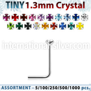blk526 l shape nose studs silver 925 nose
