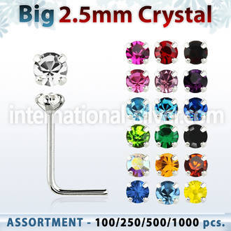 blk529 l shape nose studs silver 925 nose