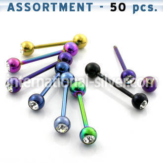 blk77 straight barbells anodized surgical steel 316l tongue