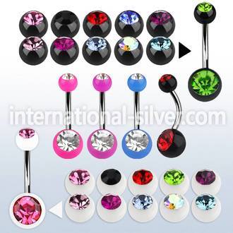 bn2acg belly rings surgical steel 316l with acrylic parts belly button