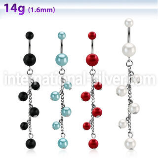 bndpr7 belly rings surgical steel 316l with acrylic parts belly button