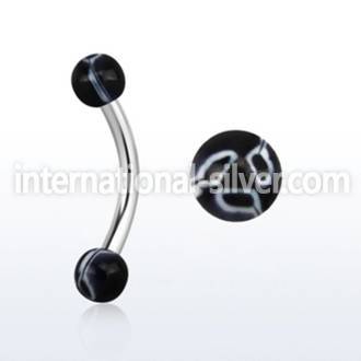 bnedxx steel eyebrow banana w 3mm black white flower balls