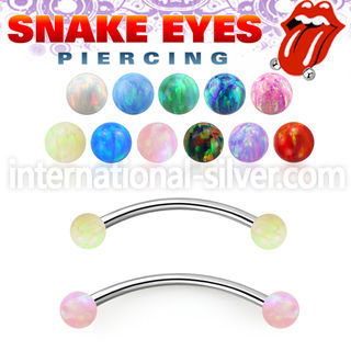 bneop3l steel curved barbell 3mm opal balls