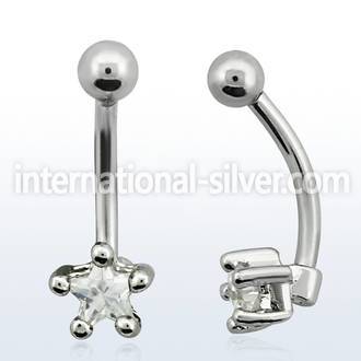 bnesrz 316l steel eyebrow banana with prong cz star 3mm ball
