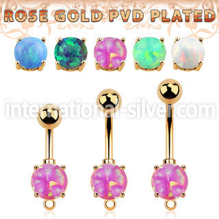 bnttrdoh rosegold steel belly button curved barbell opal
