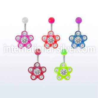 bnuvfl10 belly rings surgical steel 316l with acrylic parts belly button