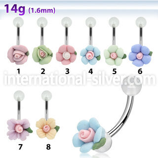 bnuvfl13 belly rings surgical steel 316l with acrylic parts belly button