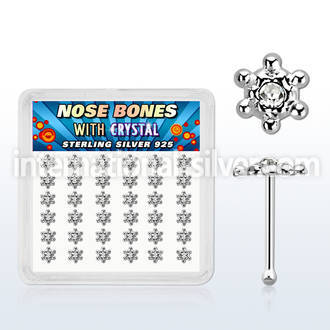 box w 36 silver nose bone w clear crystal david star top 