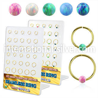 brnhm43 board w 18k gold plated silver seamless ring w 3mm opal