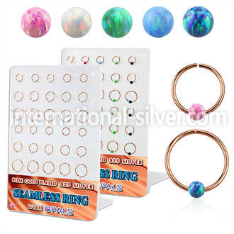 brnhm44 board w rose gold plated silver seamless ring w 3mm opal