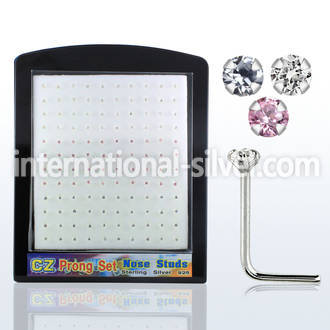 brnsczm l shape nose studs silver 925 nose