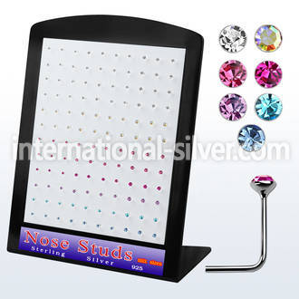 brnsmm l shape nose studs silver 925 nose