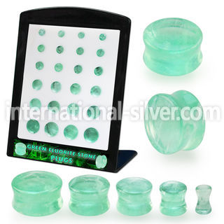 brpg205 green fluorite stone double flare ear plugs 24pcs