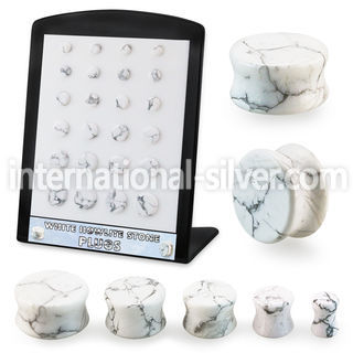 brpg221 white howlite stone double flare ear plugs 24pcs