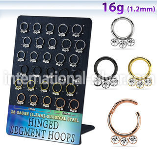 brsegh17 anodized surgical steel seamless and segment rings ear lobe septum piercing