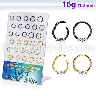 brsegh18 anodized surgical steel seamless and segment rings ear lobe septum piercing