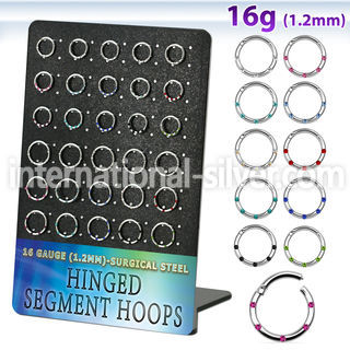 brsegh2 board w 30 steel hinged segment rings w crystals