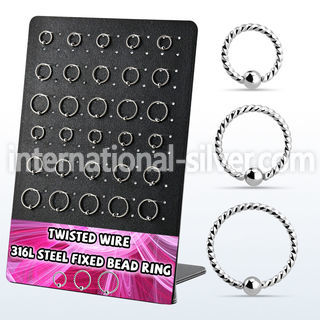 brsel14 board w 30 steel fixed bead ring w twisted wire design