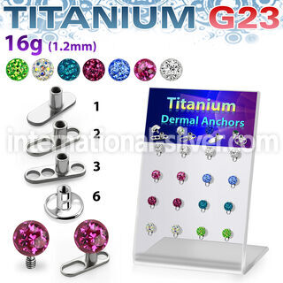 brtsa8 board w titanium g23 dermal anchors w multi crystal ball