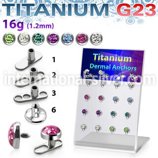 brtsa9 board w titanium g23 dermal anchors w 5mm multi crystal