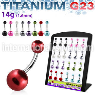 brubn1 belly rings titanium g23 with acrylic parts belly button