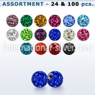 bulk w 3mm multi crystal ball 20g resin cover