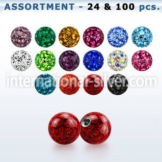 bulk w 4mm multi crystal ball 18g resin cover